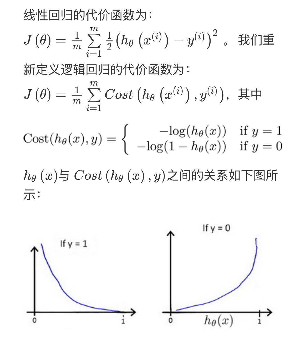 线性回归和逻辑回归代价函数解析